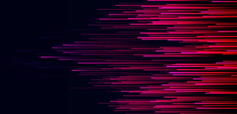 Image of lines moving left to right in red and purple against a black background for Agile Policy on Complex Terrains Nudge or Nuzzle blog post